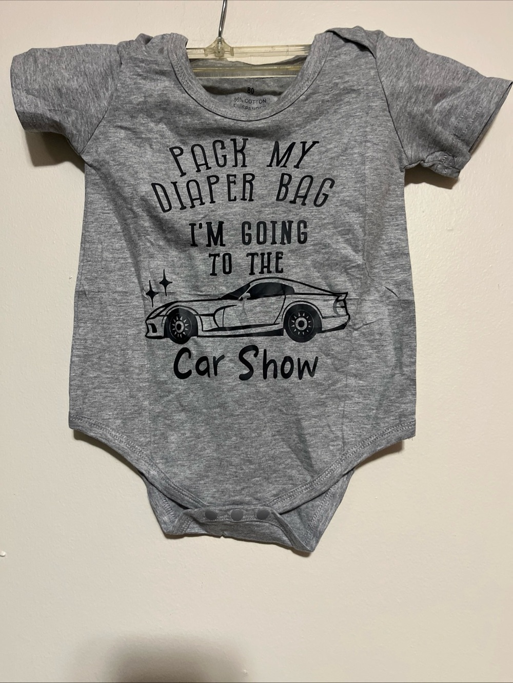 Gray Graphic Baby Bodysuit - 'Pack My Diaper Bag' Car Design